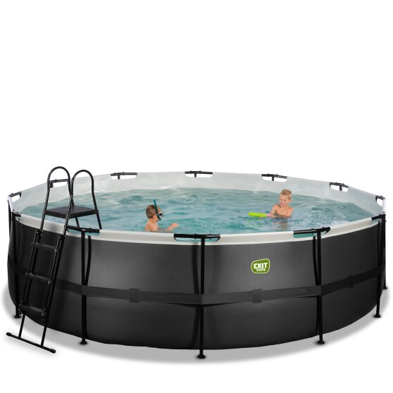 EXIT Black Leather pool ø488x122cm with filter pump - black