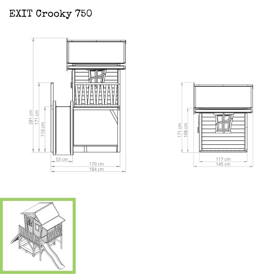 EXIT Crooky 750 wooden playhouse - grey-beige