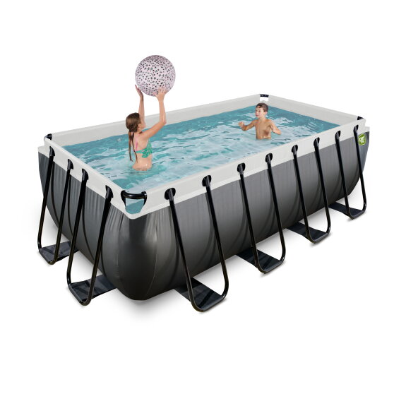 EXIT Black Leather pool 400x200x122cm with sand filter pump - black