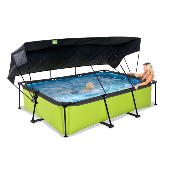 EXIT Lime pool 300x200x65cm with filter pump and canopy - green