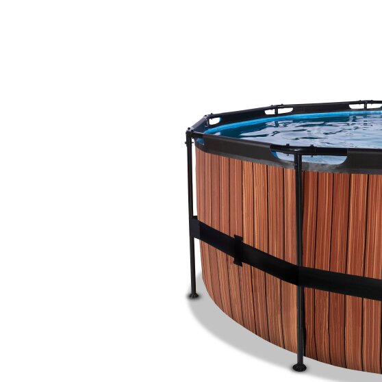 EXIT Wood pool ø427x122cm with filter pump - brown