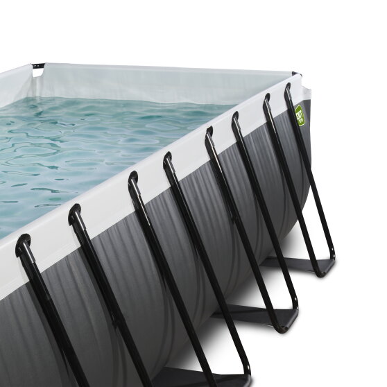 EXIT Black Leather pool 400x200x100cm with filter pump - black