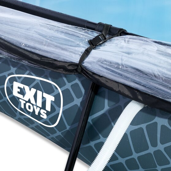 EXIT Stone pool 300x200x65cm with filter pump and dome - grey