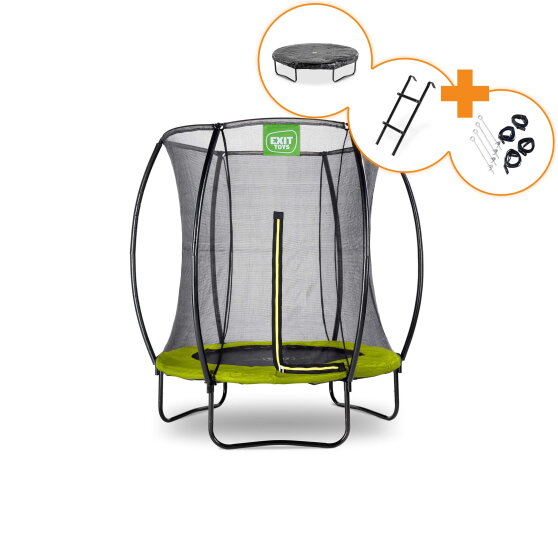 Cama elástica EXIT Silhouette ø183cm, color verde + kit de accesorios gratis