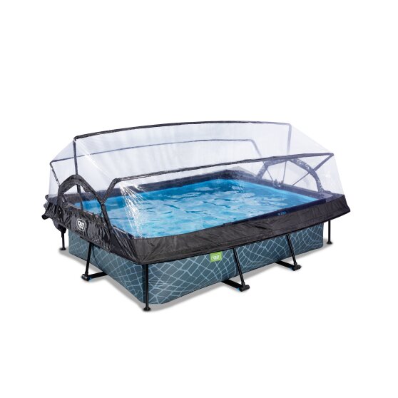 EXIT Stone pool 220x150x65cm with filter pump and dome - grey