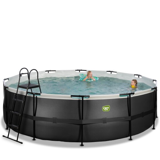 EXIT Black Leather pool ø488x122cm with filter pump - black