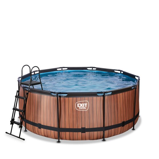 EXIT Wood pool ø360x122cm with filter pump - brown