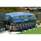 EXIT Wood pool 400x200x100cm with sand filter pump and dome - brown