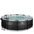 EXIT Black Leather pool ø450x122cm with sand filter pump and dome and heat pump - black