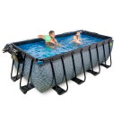 EXIT Stone pool 400x200x122cm with sand filter pump and dome and heat pump - grey