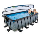 EXIT Stone pool 400x200x122cm with sand filter pump and dome and heat pump - grey