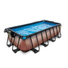 EXIT Wood pool 400x200x100cm with sand filter pump and dome - brown