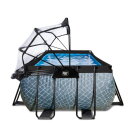 EXIT Stone pool 400x200x122cm with sand filter pump and dome and heat pump - grey