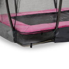 Cama elástica enterrada EXIT Silhouette 153x214cm con red de seguridad, color rosa