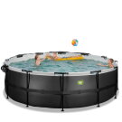 EXIT Black Leather pool ø450x122cm with sand filter pump and dome and heat pump - black