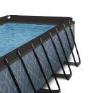 EXIT Stone pool 400x200x122cm with sand filter pump and dome and heat pump - grey