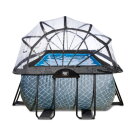EXIT Stone pool 400x200x122cm with sand filter pump and dome and heat pump - grey
