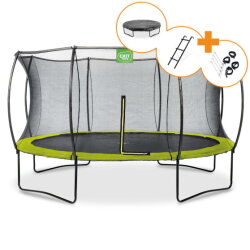 Cama elástica EXIT Silhouette ø427cm, color verde + kit de accesorios gratis