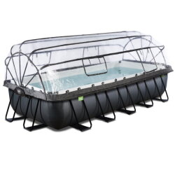 EXIT Black Leather pool 540x250x100cm with sand filter pump and dome and heat pump - black