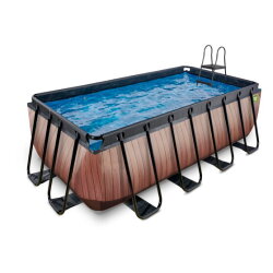 EXIT Wood pool 400x200x122cm with filter pump - brown