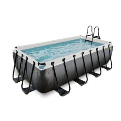 EXIT Black Leather pool 400x200x100cm with sand filter pump - black