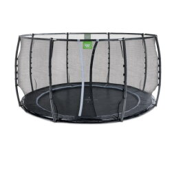 EXIT Dynamic ground level trampoline ø427cm with safety net - black