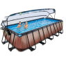 EXIT Wood pool 540x250x122cm with sand filter pump and dome - brown