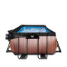 EXIT Wood pool 540x250x100cm with sand filter pump and dome and heat pump - brown