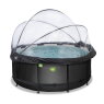 EXIT Black Leather pool ø360x122cm with sand filter pump and dome - black