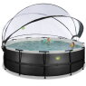 EXIT Black Leather pool ø488x122cm with sand filter pump and dome - black