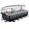 EXIT Black Leather pool 540x250x122cm with sand filter pump and dome and heat pump - black