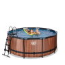 EXIT Wood pool ø360x122cm with sand filter pump - brown