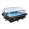 EXIT Black Wood pool 300x200x65cm with filter pump and dome - black