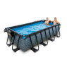 EXIT Stone pool 400x200x100cm with sand filter pump and dome and heat pump - grey