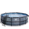 EXIT Stone pool ø488x122cm with sand filter pump and dome and heat pump - grey