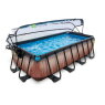 EXIT Wood pool 400x200x100cm with sand filter pump and dome - brown