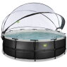 EXIT Black Leather pool ø488x122cm with sand filter pump and dome - black