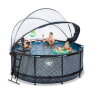 EXIT Stone pool ø360x122cm with sand filter pump and dome - grey